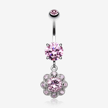Dazzling Flower Belly Ring-Pink